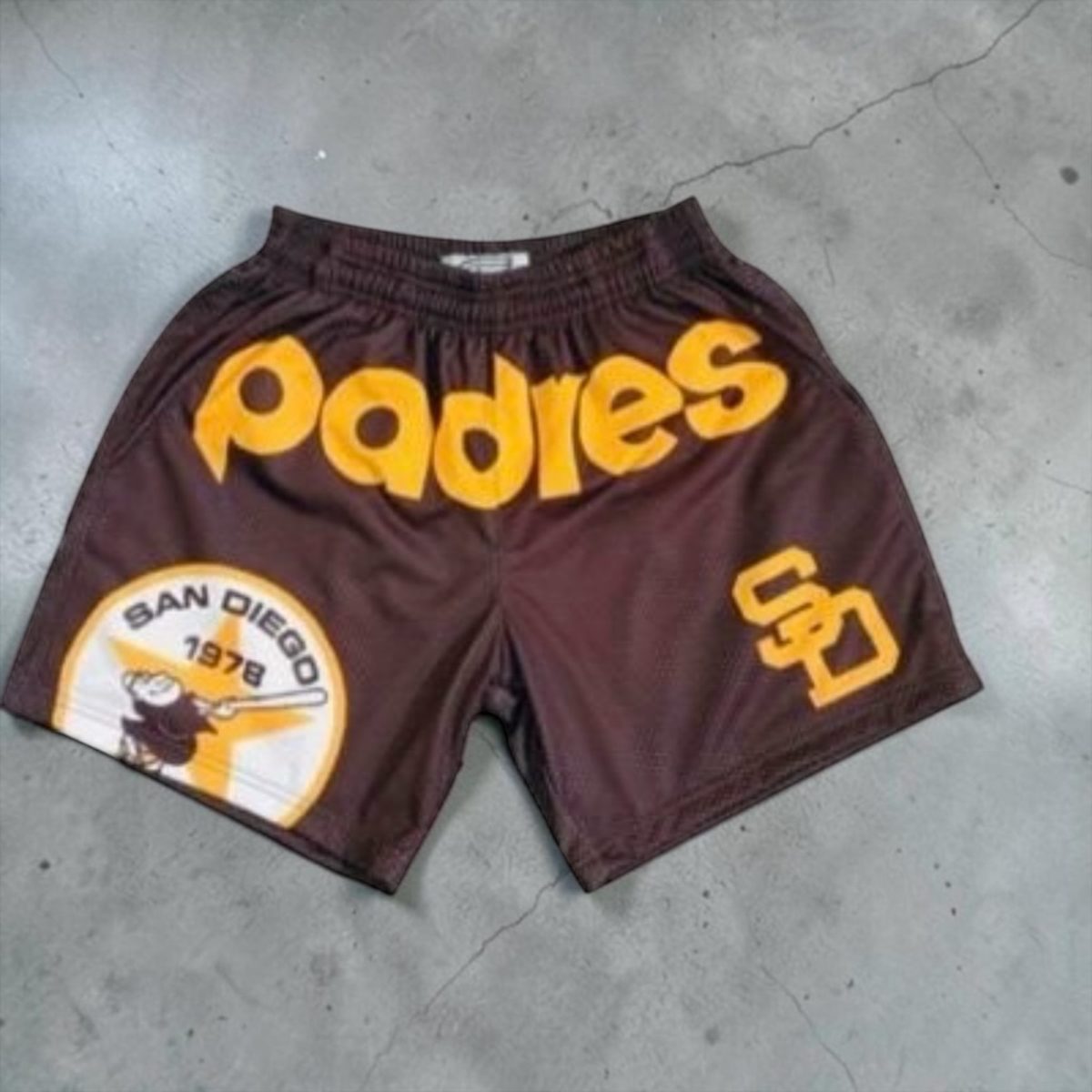 1978 Brown & Gold — mesh shorts
